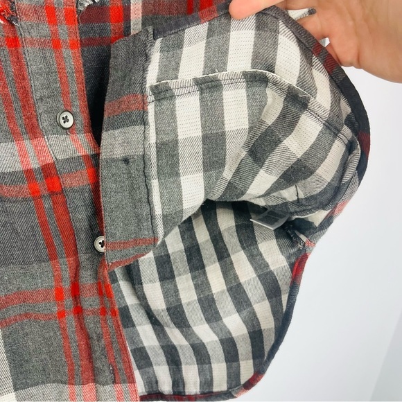 Cabi Size Medium Tavern Shirt Double Layer Plaid Grey Red ZZ1 - Picture 2 of 8